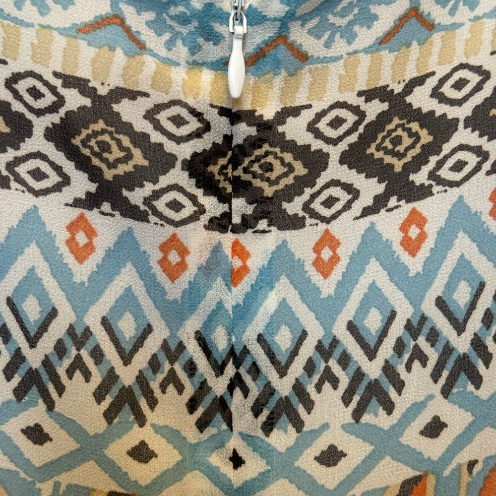 Hem & Thread Sleeveless Dress with Blue and Orange Geometric Design - Picture 5 of 8